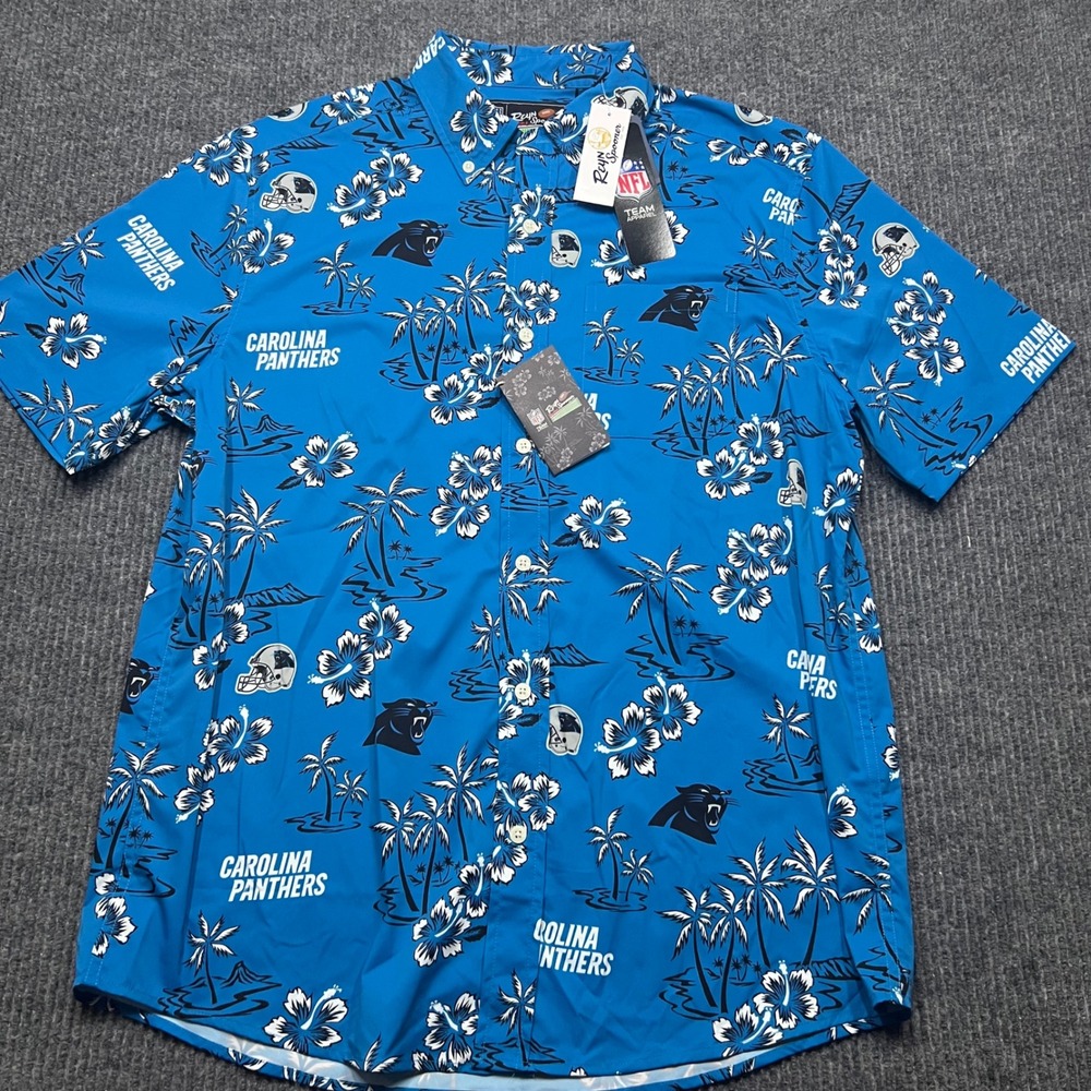 Reyn Spooner Carolina Panthers NFL Hawaiian Shirt Mens Medium Blue Floral button